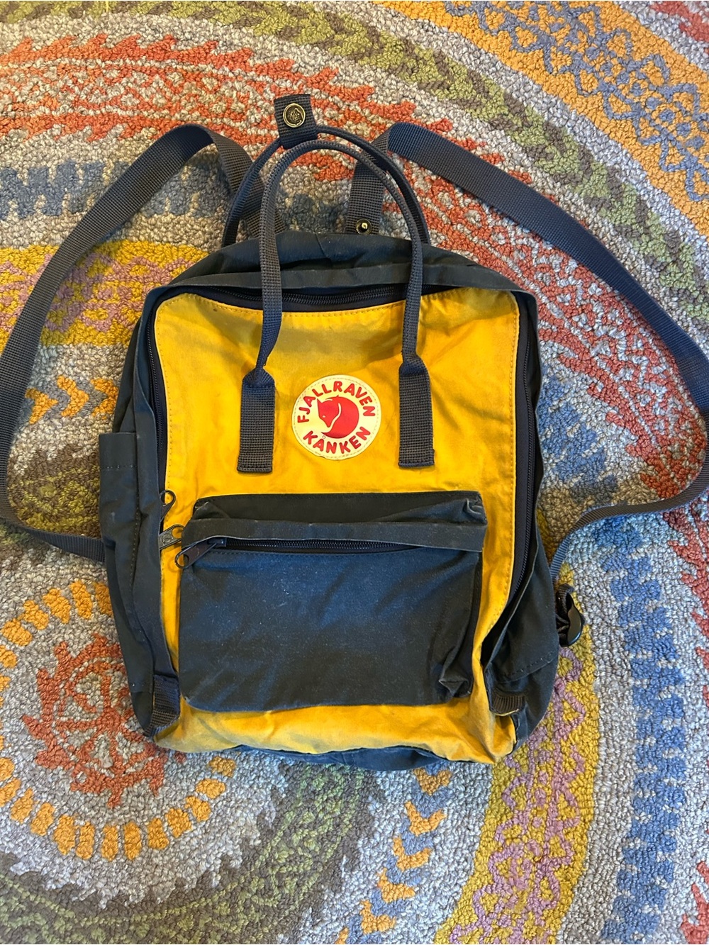 Fjallraven Kanken Kids Backpack in Yellow and Navy